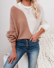 Two Roads Diverged Colorblock Knit Sweater - Cream
