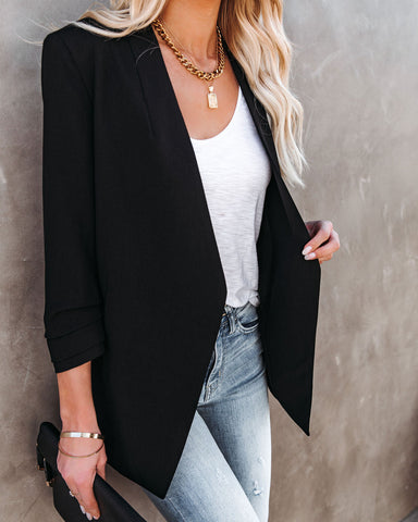 Uptown Girl Pocketed Blazer - Black