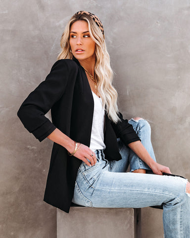 Uptown Girl Pocketed Blazer - Black