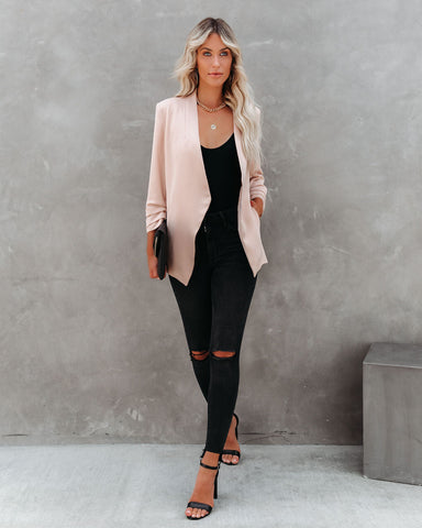 Uptown Girl Pocketed Blazer - Natural