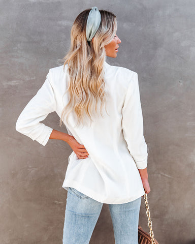 Uptown Girl Pocketed Blazer - White