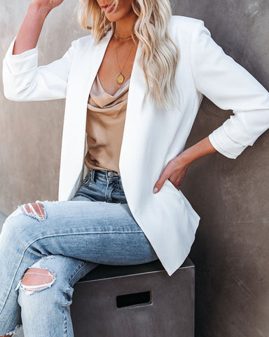 Uptown Girl Pocketed Blazer - White