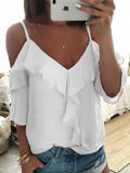 Ruffled Off-Shoulder Ruffled Shirt
