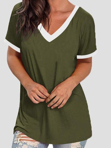 V-neck Short Sleeve Casual T-shirts