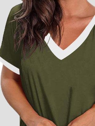 V-neck Short Sleeve Casual T-shirts