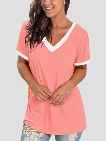 V-neck Short Sleeve Casual T-shirts