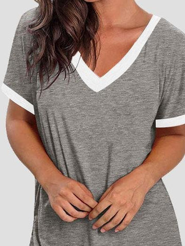 V-neck Short Sleeve Casual T-shirts