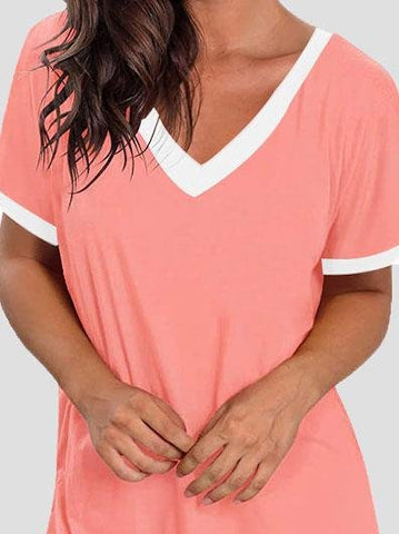 V-neck Short Sleeve Casual T-shirts