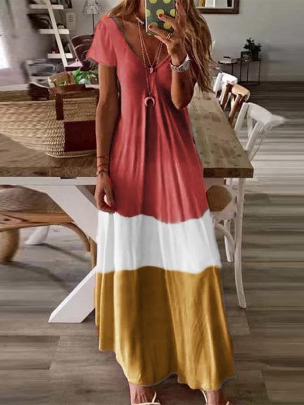 V-neck Short-sleeved Summer Dress