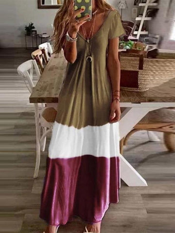 V-neck Short-sleeved Summer Dress