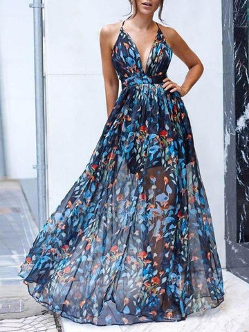 Robe imprimée à col en V