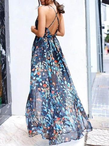 Robe imprimée à col en V