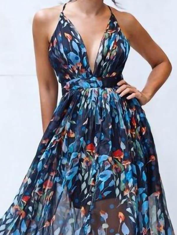 Robe imprimée à col en V