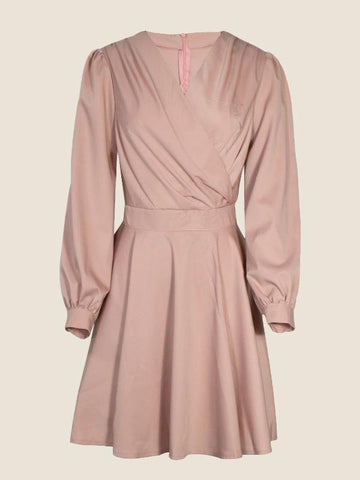 Robe élégante unie à col en V