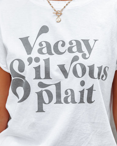 Vacay Sil Vous Plait Cotton Distressed Tee