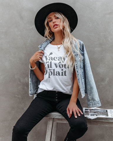 Vacay Sil Vous Plait Cotton Distressed Tee