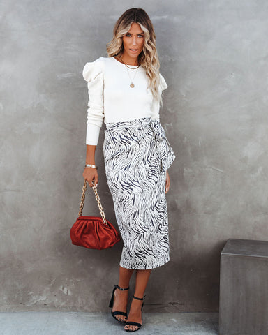 Valley Printed Wrap Midi Skirt