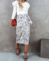 Valley Printed Wrap Midi Skirt