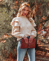 Veer Ruffle Cable Knit Sweater