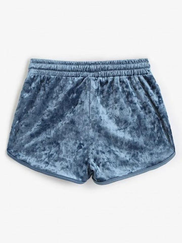 Samt-Sportshorts mit Delfin-Kordelzug