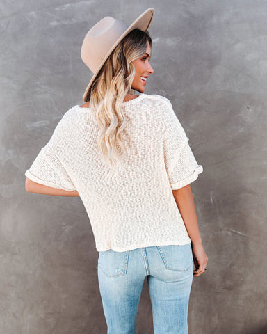 Vera Cotton Ribbed Knit Top - Natural