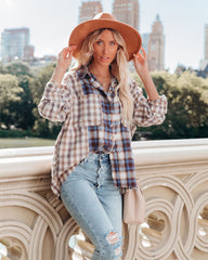 Veryl Cotton Frayed Plaid Button Down Top