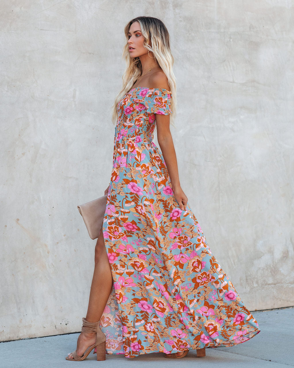 Vesna Floral Smocked Off The Shoulder Maxi Dress