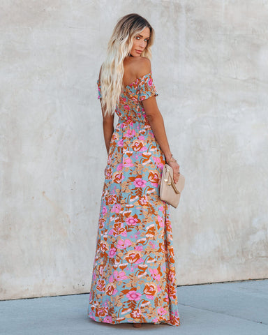 Vesna Floral Smocked Off The Shoulder Maxi Dress