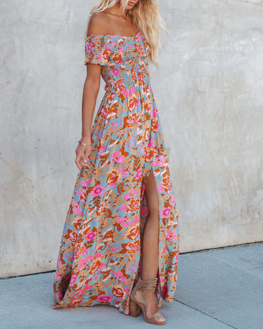 Vesna Floral Smocked Off The Shoulder Maxi Dress