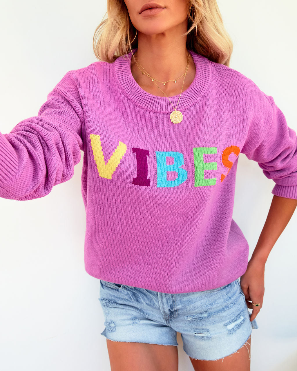 Vibes Cotton Blend Sweater - Orchid