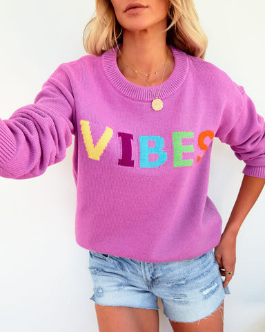 Pullover aus Baumwollmischung „Vibes“ – Orchidee 