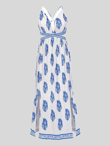 Vintage Printed Open-back Bohemian Skirt
