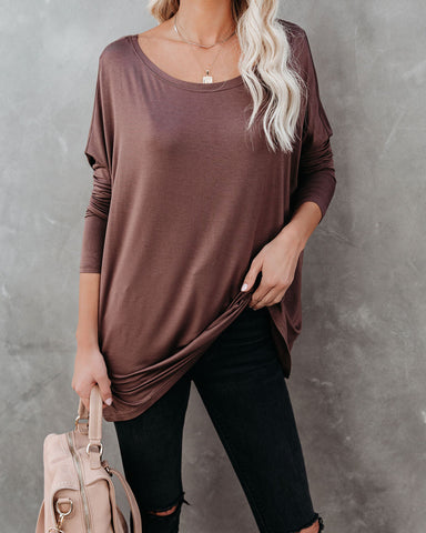 Wear It Well Long Sleeve Bamboo Knit Top - Coffee