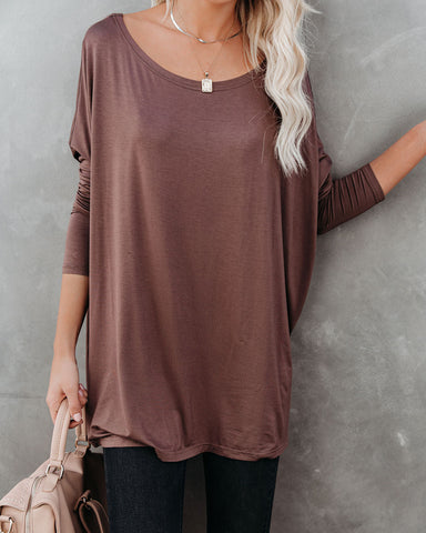 Wear It Well Long Sleeve Bamboo Knit Top - Coffee