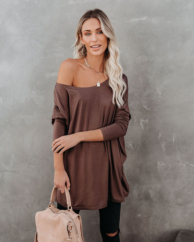 Wear It Well Long Sleeve Bamboo Knit Top - Coffee