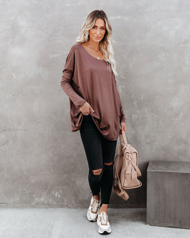 Wear It Well Long Sleeve Bamboo Knit Top - Coffee