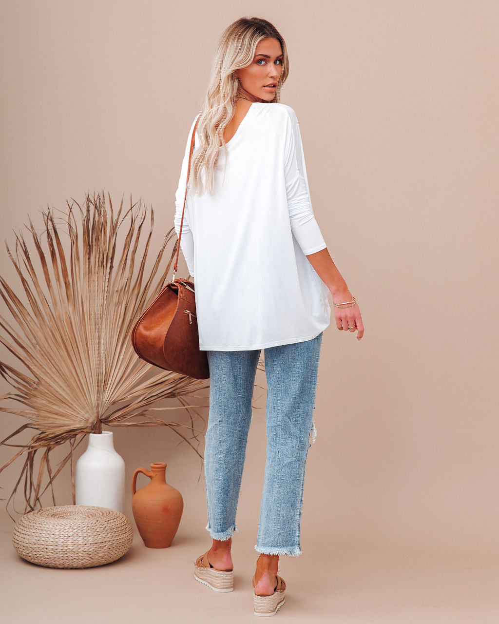 Wear It Well Long Sleeve Bamboo Knit Top - White