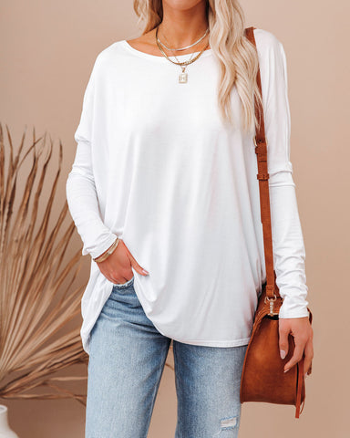 Wear It Well Long Sleeve Bamboo Knit Top - White