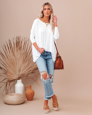 Wear It Well Long Sleeve Bamboo Knit Top - White