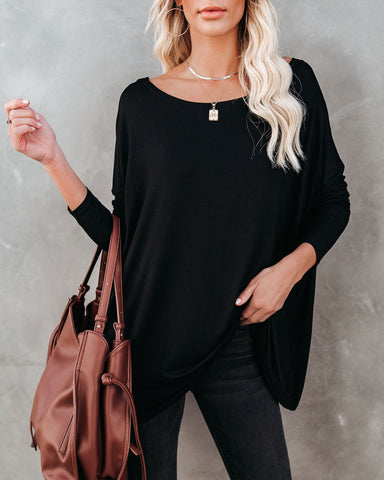 Wear It Well Long Sleeve Bamboo Knit Top - Black