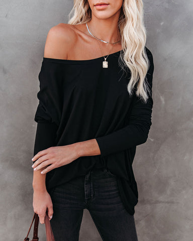 Wear It Well Long Sleeve Bamboo Knit Top - Black