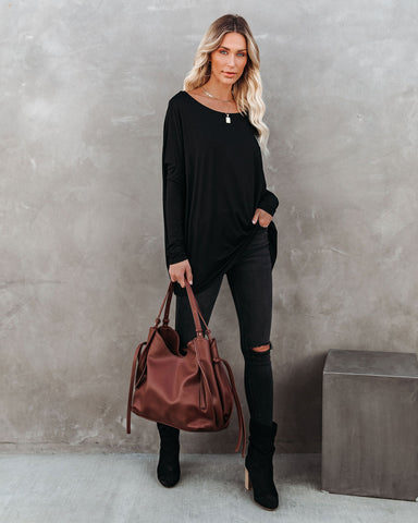 Wear It Well Long Sleeve Bamboo Knit Top - Black