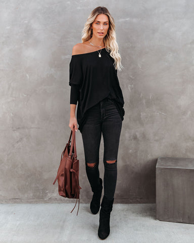 Wear It Well Long Sleeve Bamboo Knit Top - Black