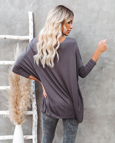 Wear It Well Long Sleeve Bamboo Knit Top - Storm Grey