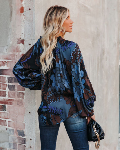 Weatherly Printed Statement Sleeve Blouse