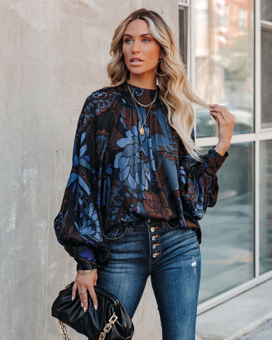 Weatherly Printed Statement Sleeve Blouse