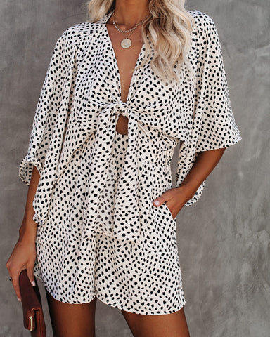 Well Behaved Printed Pocketed Tie Romper