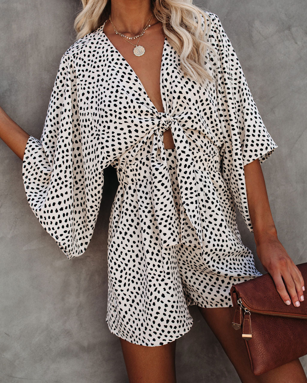 Well Behaved Printed Pocketed Tie Romper