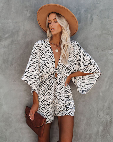 Well Behaved Printed Pocketed Tie Romper