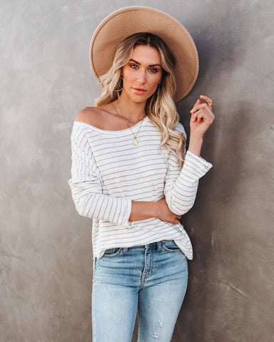 Well Loved Striped Knit Top - Sand